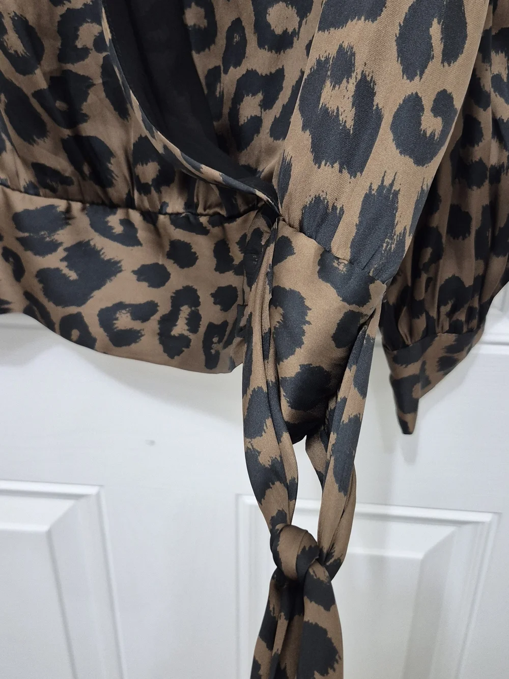 Banana Republic Brown and Black Leopard Print Tie-Waist Blouse